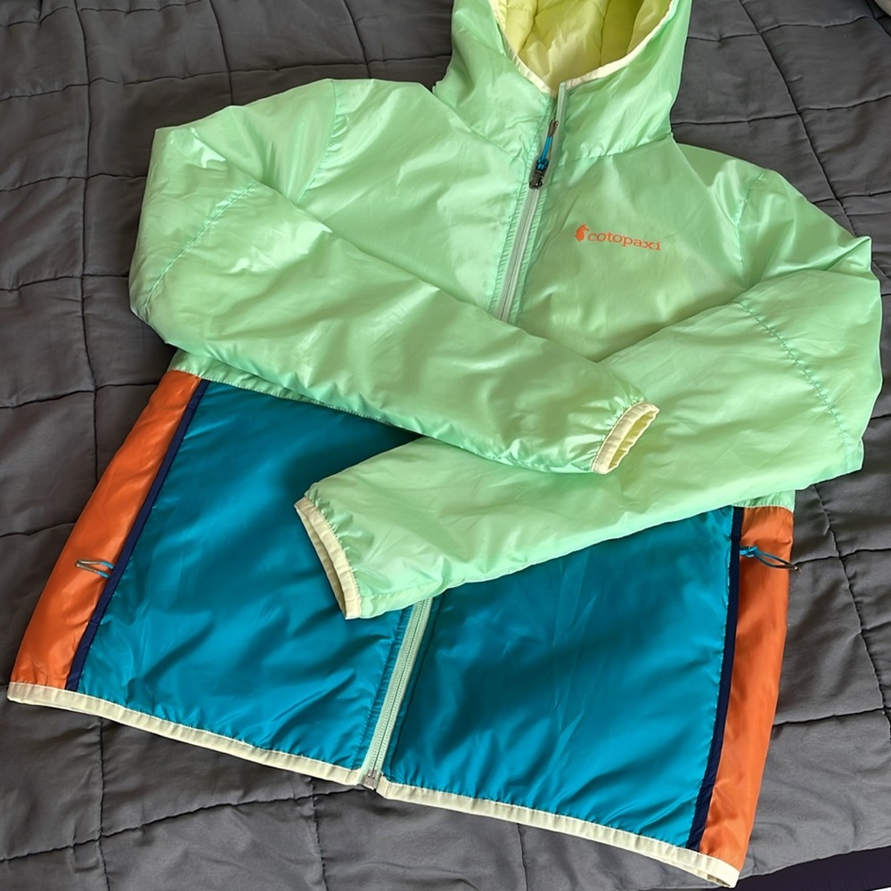 Cotopaxi Teca Calido Hooded Reversible‎ Womens Jacket - EUC - XS Spring-a-Ling